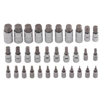 32 stuks Hexagon S2 Staal Bit Socket Set Metric Imperial..., Verzenden, Nieuw