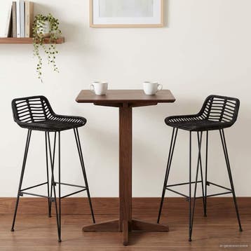 vidaXL Barkruk 2 st Zwart 44 x 46 x 91 cm Rattan en staal, Verzenden, Nieuw