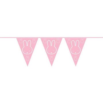 Roze Nijntje thema feest vlaggetjes slinger 6 meter - Vlag.., Ophalen of Verzenden, Nieuw
