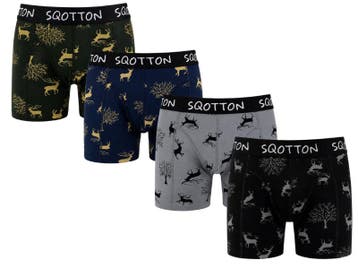 SQOTTON® Katoenen boxershorts - 4-Pack - Forest Deer, Kleding | Heren, Verzenden
