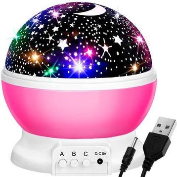 LED nachtlamp - Met projector - Roze, Ophalen of Verzenden, Nieuw