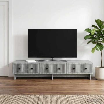 vidaXL TV-kast met lade Grijs sonoma 147 x 34,5 x 30 cm, Minder dan 50 cm, Verzenden, Nieuw, Minder dan 100 cm