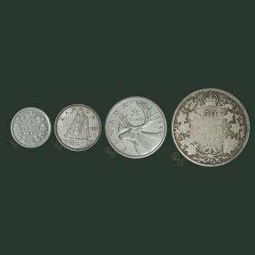 Canada. 5 Cents 1888, 10 Cents 1965, 25 Cents 1944 & 50