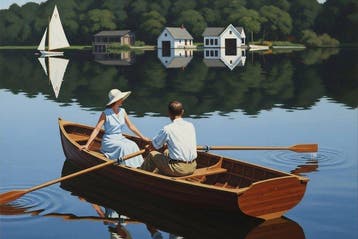 Le Yack - A Quiet Row on the Lake - Hand-signed