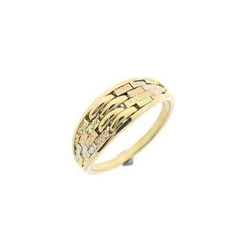 Tricolor gouden verweven ring, 18 tot 19, Gebruikt, Ophalen of Verzenden, Dame