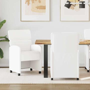 vidaXL Eetkamerstoelen met Wieltjes 2 st Kunstleer Wit 58 x, Huis en Inrichting, Stoelen, Verzenden, Nieuw, Wit