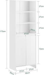 2dekans | SoBuy Hoge Kast - BZR155-W - MDF - Tot 42 kg. -, Ophalen of Verzenden, Zo goed als nieuw