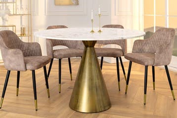 Ronde eettafel ELEGANCIA 100cm messing wit marmer ijzer met, Huis en Inrichting, Tafels | Eettafels, Ophalen of Verzenden, Nieuw