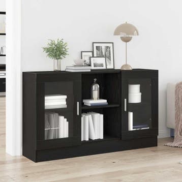 vidaXL Dressoir Zwart Eiken 120 x 30,5 x 70 cm Bewerkt hout, Huis en Inrichting, Kasten | Dressoirs, Verzenden, Nieuw, Overige houtsoorten