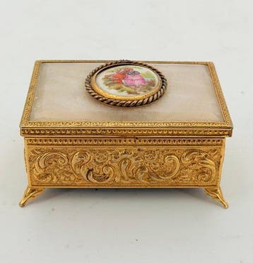 Doos - juwelier - Messing - Fragonard-stijl