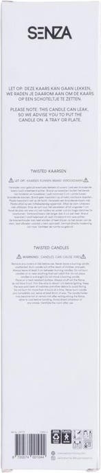 SENZA Twisted Dinerkaarsen Grijs 2 stuks, Ophalen of Verzenden, Nieuw