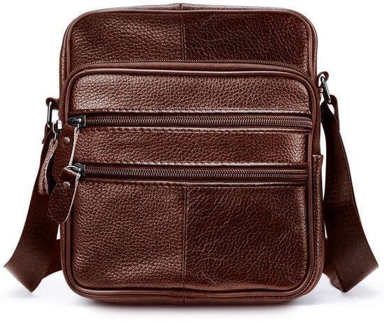 THL Design Leren Schoudertas Heren Dames donkerbruin, Sieraden, Tassen en Uiterlijk, Tassen | Schoudertassen, Bruin, Nieuw, Overige merken