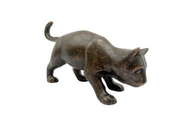 Beeldje - Curious Kitten - Brons, Antiek en Kunst