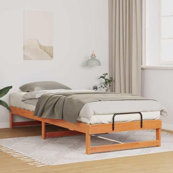 vidaXL Bedframe Bruin 80 x 220 cm Massief grenenhout, Verzenden, Nieuw, Bruin, Hout
