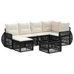 vidaXL Tuinbankenset 7 pcs Zwart en Cream Wit poly rattan, Tuin en Terras, Tuinsets en Loungesets, Verzenden, Nieuw, 7 zitplaatsen