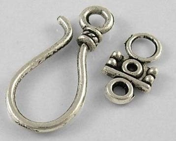 Antiek zilverkleur sluiting Haak 24 x 11mm - 14 x 8mm, Ophalen of Verzenden, Nieuw, Overige typen