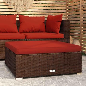 vidaXL Tuinvoetenbank met kussen 70x70x30 cm poly rattan, Verzenden, Nieuw