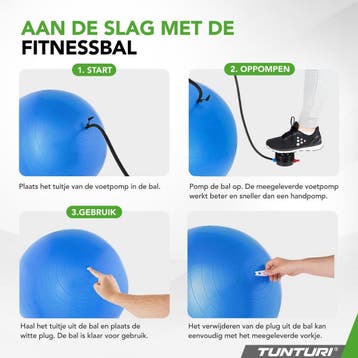 Tunturi Anti Burst Fitness bal met Pomp - Yoga bal 65 cm -, Ophalen of Verzenden, Zo goed als nieuw