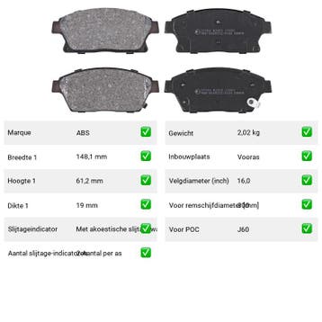 Remblokken Chevrolet Orlando 1.8 Vooras - ABS Remblokken 377, Verzenden, Nieuw, Chevrolet