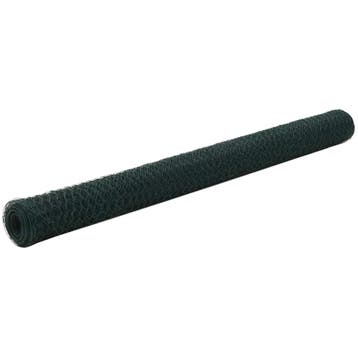 vidaXL Kippengaas 25x1,5 m staal met PVC coating groen, Tuin en Terras, Verzenden, Nieuw, IJzer, 1 tot 2 meter