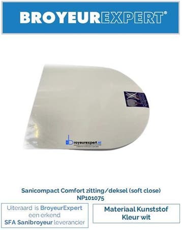 NP101075 Sanibroyeur Sanicompact Comfort zitting kunststof, Doe-het-zelf en Verbouw, Sanitair, Ophalen of Verzenden, Nieuw, Toilet