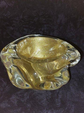 Murano - Archimede Seguso - Asbak - Muranoglas, 24 kt goud -