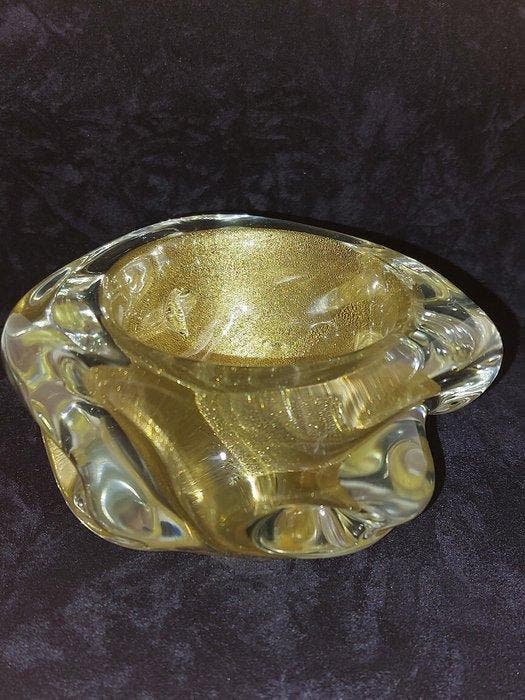 Murano - Archimede Seguso - Asbak - Muranoglas, 24 kt goud -, Antiek en Kunst, Antiek | Glas en Kristal