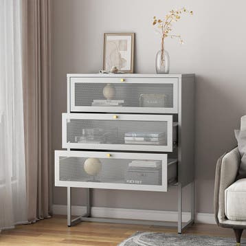Commode Sund ladekast staal 105x80x40 cm grijs [en.casa], Verzenden, Nieuw in verpakking