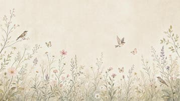Bloemen behang babykamer – fotobehang met vogels, Verzenden, Fotobehang