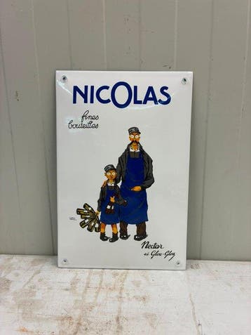 Nicolas Fines Bouteilles – Emaille Reclamebord – Nectar et, Antiek en Kunst