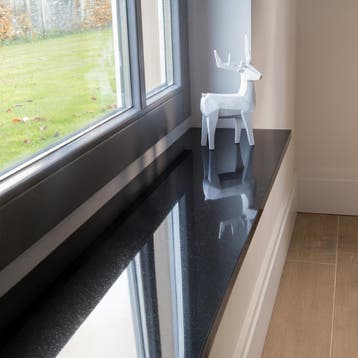 Granieten vensterbank zwart gepolijst (hoogglans) op maat, Hardsteen, Vensterbanken, Nieuw, Ophalen of Verzenden