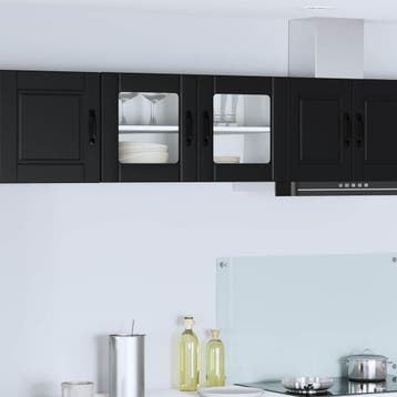 vidaXL Wand Glas Kasten PORTO Zwart 80 x 31 x 40 cm Bewerkt, Verzenden, Nieuw, Zwart