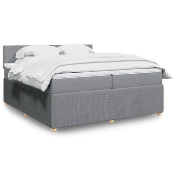 vidaXL Boxspring met matras stof lichtgrijs 200x200 cm, Huis en Inrichting, Slaapkamer | Bedden, Verzenden, Overige maten, 200 cm