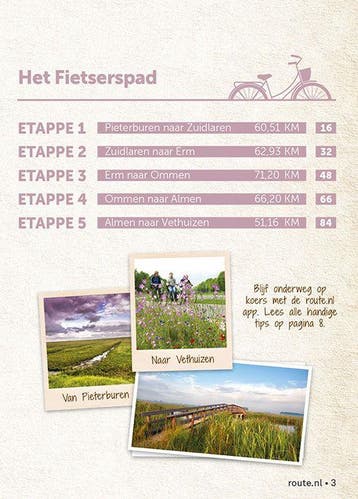 Fietserspad 1 Etappe 1 tot en met 5 Van Groningen naar, Boeken, Verzenden, Zo goed als nieuw, Route.nl