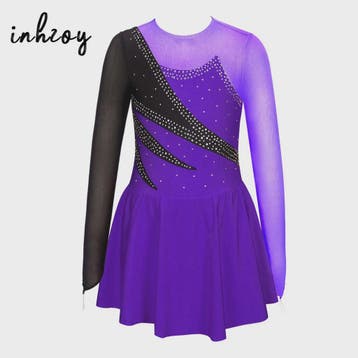 Schaatsjurk Meisjes met Lange Mouwen, Strass en Rokje - Dans, Verzenden, Nieuw