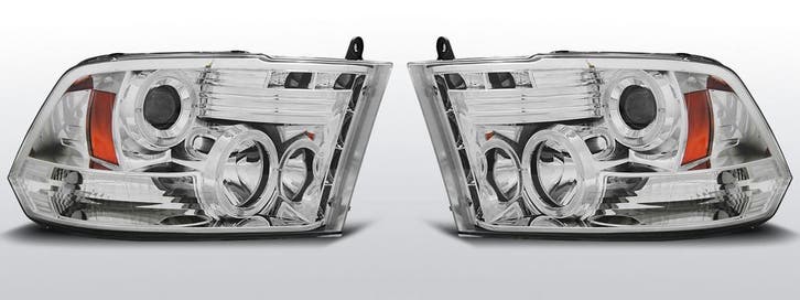 Koplampen | Dodge | Ram 2009-2018 | Angel Eyes | chroom, Auto-onderdelen, Verlichting, Nieuw, Dodge, Verzenden