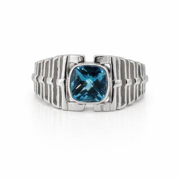 Zonder minimumprijs - Ring Verguld Topaas - Diamant -, Nieuw