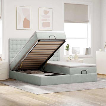 vidaXL Ottoman bed met matrassen 200x200cm fluweel, Verzenden, Overige maten, 200 cm, Nieuw