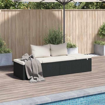 vidaXL Tuinbed 195x60 cm poly rattan zwart, Verzenden, Nieuw