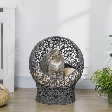 Luxe Kattenmand Mand met Kussen - Zacht Cream, Paars Polyest, Verzenden, Nieuw