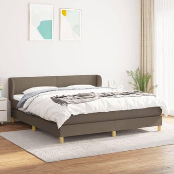 vidaXL Boxspring met matras stof taupe 180x200 cm, Eenpersoons, Verzenden, Nieuw, 80 cm