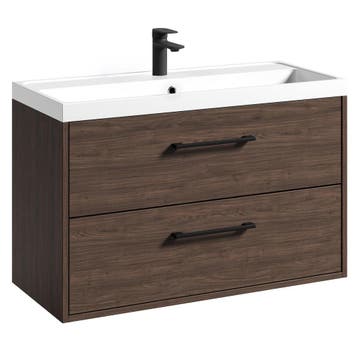 Badkamermeubel Florence 01 80 x 40 cm – Walnoot Bruin, Verzenden, Nieuw, Wastafelkast