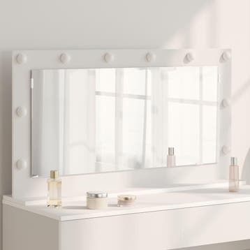 vidaXL Schmink Spiegel Wit 100 x 55 x 18 cm Glas en Hout met, Huis en Inrichting, Woonaccessoires | Spiegels, Verzenden, Nieuw