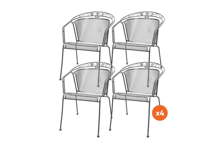 Set van 4 - Elegance strekmetaal stapelbare tuinstoel -, Tuin en Terras, Tuinsets en Loungesets, Nieuw, Overige materialen, Verzenden