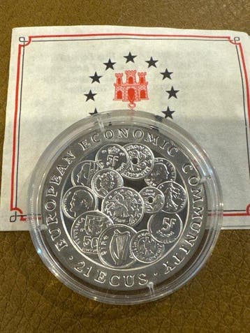 Gibraltar. 21 Ecus 1993 die europäischen Währungen - 19,2g, Postzegels en Munten, Munten | Europa | Niet-Euromunten