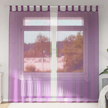 vidaXL Gordijnen voile met lussen 2 st 140x225 cm paars, Verzenden, Nieuw, Paars