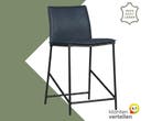 Leren barkruk laag Favor - Granada Blue (blauw) - poten, Huis en Inrichting, Barkrukken, 60 tot 90 cm, Nieuw, Leer, Ophalen of Verzenden
