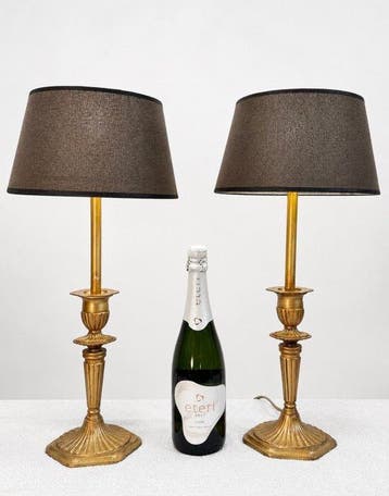 Tafellamp (2) - Elegance - Vernikkeld messing - Set
