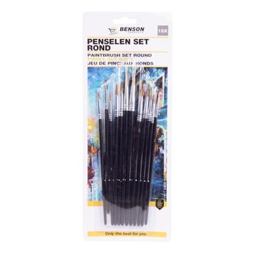 Benson Ronde penseelset - 12 delig - voor precisiewerk -..., Hobby en Vrije tijd, Schilderen, Ophalen of Verzenden, Nieuw