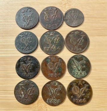 Nederlands-Indië. Set van 12 VOC duiten, 1734/1786 (Zonder